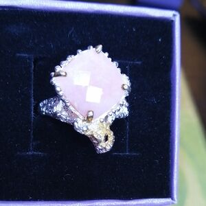 14 K White Gold Vermeil Silver 925 Stamped Faceted Soft Pink Opal. Bew In A Box